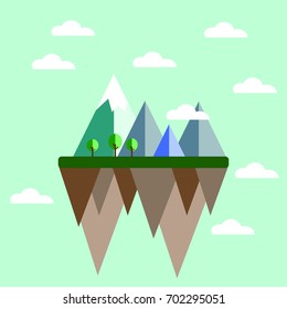 Floating Island Landscape (Flat Design)