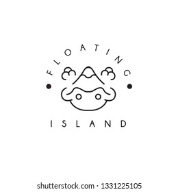Floating Island Line Simple Logo Vector