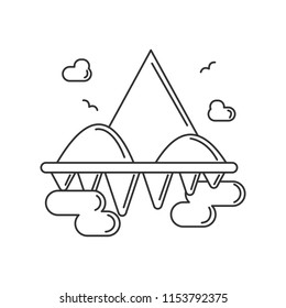 floating island with nature element monoline outline style