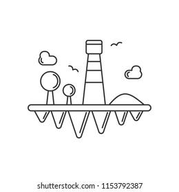 floating island with nature element monoline outline style