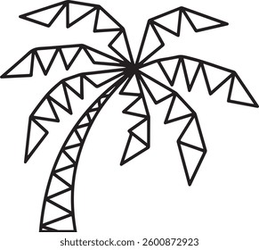 Floating Island with Palm Tree, Tropical Silhouette, Black and White Vector