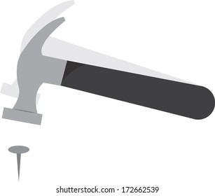 Floating isolated hammer hitting nail 
