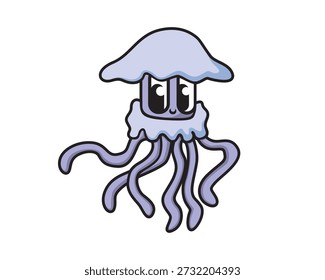 Floating jellyfish character with soft tentacles