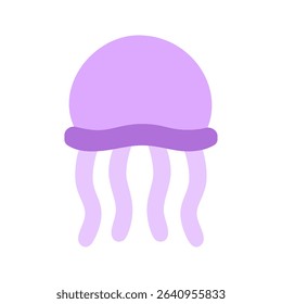 A floating jellyfish with flowing tentacles, capturing the grace and glow in a flat design style. Suitable for underwater animations, ocean art, or sea visuals.