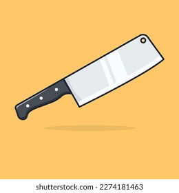 Floating kitchen knife cartoon icon vector illustration. suitable for food icon concept vector isolated on yellow background