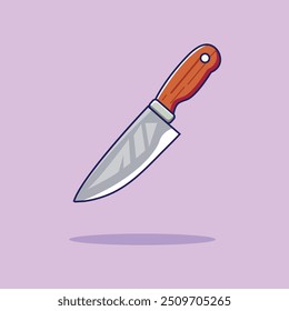 Ilustración de Vector de dibujos animados de cuchillo flotante. Concepto de icono de objeto de comida Vector de Premium aislado. Estilo plano de la historieta