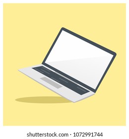 floating laptop vector illustration, laptop  mockup vector illustration