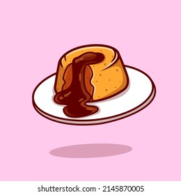 Ilustración del icono del vector de dibujos animados flotantes de pasteles de lava. Vector Premium aislado de objetos alimentarios. Estilo de dibujo plano 