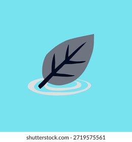 Folha flutuante em estilo plano para design de símbolo de natureza Nyepi. Ótimo para conceitos calmos, espiritualidade ecológica, temas de meditação e visuais pacíficos.