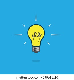 Floating lightbulb with blue background 