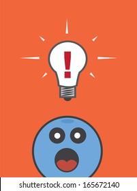 Floating lightbulb with exclamation mark 