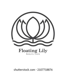 Floating Lily Logo template for beauty care or skin care Services