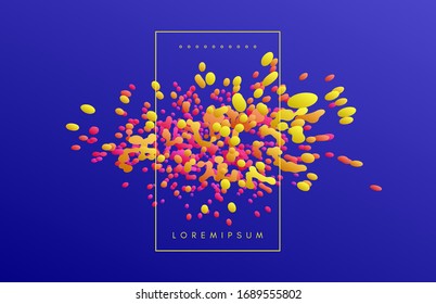 Floating liquid blobs. Abstract colorful banner with fluid shapes. Futuristic composition with bubbles. 3D vector illustration for advertising, marketing or presentation.