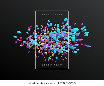 Floating liquid blobs. Abstract colorful banner with fluid shapes. Futuristic composition with bubbles. 3D vector illustration for advertising, marketing or presentation.