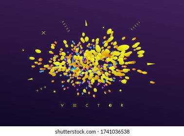 Floating liquid blobs. Abstract colorful banner with fluid shapes. Futuristic composition with bubbles. 3D vector illustration for advertising, marketing or presentation.
