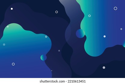 Floating liquid blobs. Abstract colorful banner with fluid shapes. Futuristic composition with bubbles. 3D vector illustration for advertising. marketing or presentation