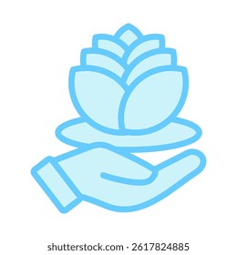 Floating Lotus blue color, mini illustration icon, related to relaxation, spa, wellness and more. Vector EPS 10 for modern concept, print, UI, UX kit, web and app development