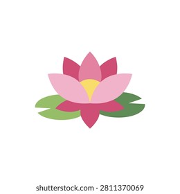 Floating Lotus Illustration Containing lotus flower, lily pad, aquatic blossom, and flat illustration. Flat illustration