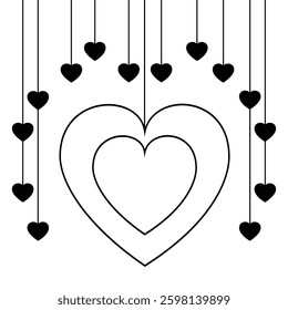 Floating Love Elegant Heart Line Art.
