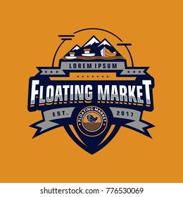 Floating market badge vector design