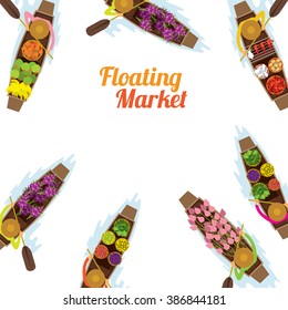 Floating Market, Boat, Frame, Food, Flowers, Vegetable, Fruit