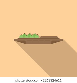Floating market fruit icon flat vector. Thailand boat. Canal seller