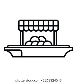 Floating market icon outline vector. River boat. Thai food
