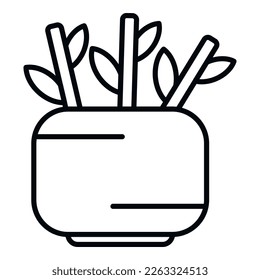 Floating market plant pot icon outline vector. Thai boat. River shop