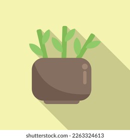 Floating market plant pot icon flat vector. Thai boat. River shop