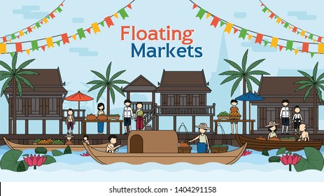 A floating market is a market where goods are sold from boats. Originating in times and places where water transport played an important role in daily life, most floating markets operating today mainl