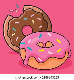 Floating Melted Doughnut Cartoon Vector Icon Illustration. Food Object Icon Concept Isolated Premium Vector. Flat Cartoon Style