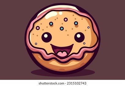 Floating Melted Doughnut Cartoon Vector Icon Illustration. Food Object Icon Concept Isolated Premium Vector. Flat Cartoon Style,donut doodle icon, vector illustration,

