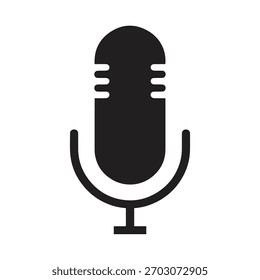 Logotipo flotante del micrófono que muestra el concepto equilibrado del diseño minimalista del podcast