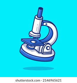 Floating Microscope Cartoon Vector Icon Illustration. Science Healthcare Icon Concept Isolated Premium Vector. Flat Cartoon Style