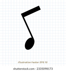 Floating music notes on checkered paper,Flat Modern design,Vektorgrafik EPS10
