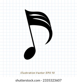 Floating music notes on checkered paper,Flat Modern design ,Vector illustration EPS 10
