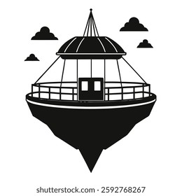 floating observation deck silhouette vector