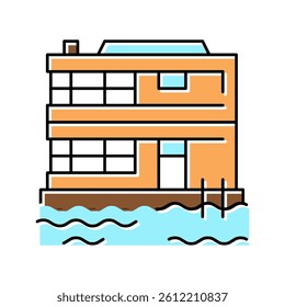floating on water residence house color icon vector. floating on water residence house sign. isolated symbol illustration