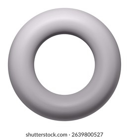 Floating on a white background, a perfect gray torus symbolizes infinity and eternity, embodying mathematical concepts through its seamless, continuous design and abstract form