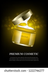Floating opened cream with gold radiant background