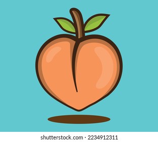 Floating peach cartoon vector icon illustration food nature icon concept isolated premium flat