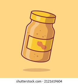 Floating Peanut Jam Cartoon Vector Icon Illustration. Food Object Icon Concept Isolated Premium Vector. Flat Cartoon Style