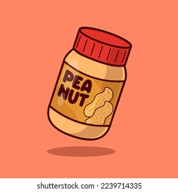 Floating peanut jam cartoon vector icon illustration