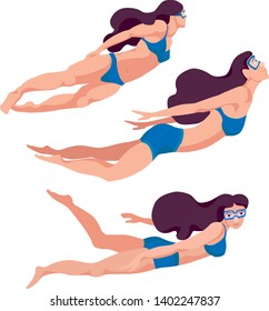 floating people set isolated on white background vector