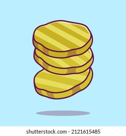 Floating Pickles Slice Cartoon Vector Icon Illustration. Food Object Icon Concept Isolated Premium Vector. Flat Cartoon Style