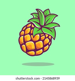 Floating Pineapple Cartoon Vector Icon Illustration. Food Nature Icon Concept Isolated Premium Vector. Flat Cartoon Style