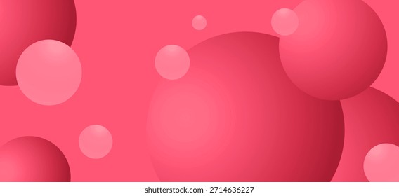 Diseño de bola de burbuja rosa flotante. Amplio Anuncio con un divertido y enérgico tono rosa. Ideal para el Día de la Madre o el Día de la Mujer, promociones de productos femeninos, invitaciones de fiesta, marca de cosméticos.
