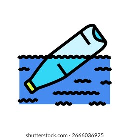 garrafas plásticas flutuantes ícone cor do oceano vetor. garrafas plásticas flutuantes sinal do oceano. símbolo isolado ilustração