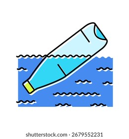 floating plastic bottles ocean color icon vector. floating plastic bottles ocean sign. isolated symbol illustration