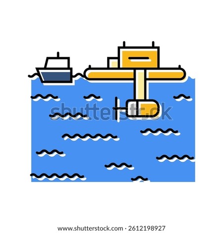 floating platform tidal power color icon vector. floating platform tidal power sign. isolated symbol illustration